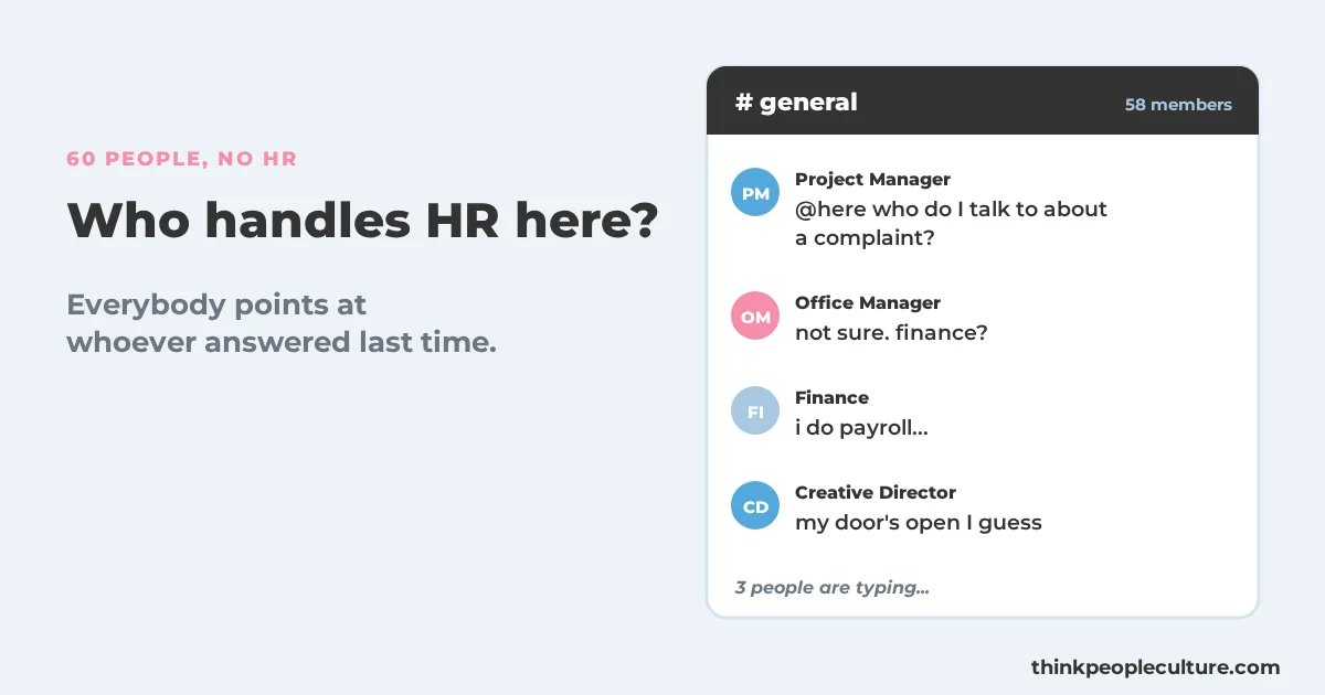 Office chat channel where someone asks who to talk to about a complaint and every reply points at someone else