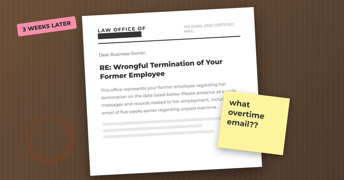 Cover image for the article "You Can Fire Anyone in California, Until the Email You Forgot Shows Up"